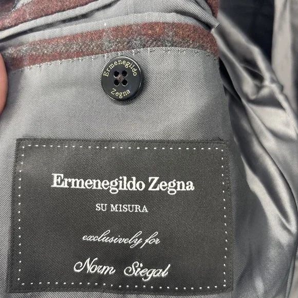 Ermenegildo Zegna Mila Blazer Mens EUR 54L US 44 L Red Plaid Wool Cashmere - Picture 2 of 14